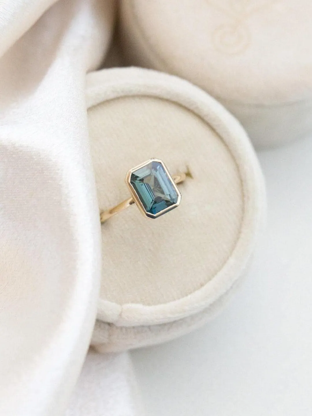 Emerald Cut London Blue Topaz Engagement Ring: December Birthstone