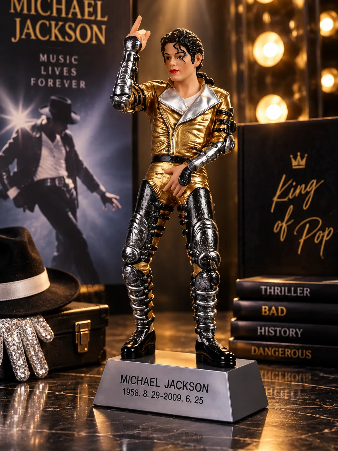 Michael Jackson Plush Doll,Poseable MJ Cosplay Prop Stuffed Toy