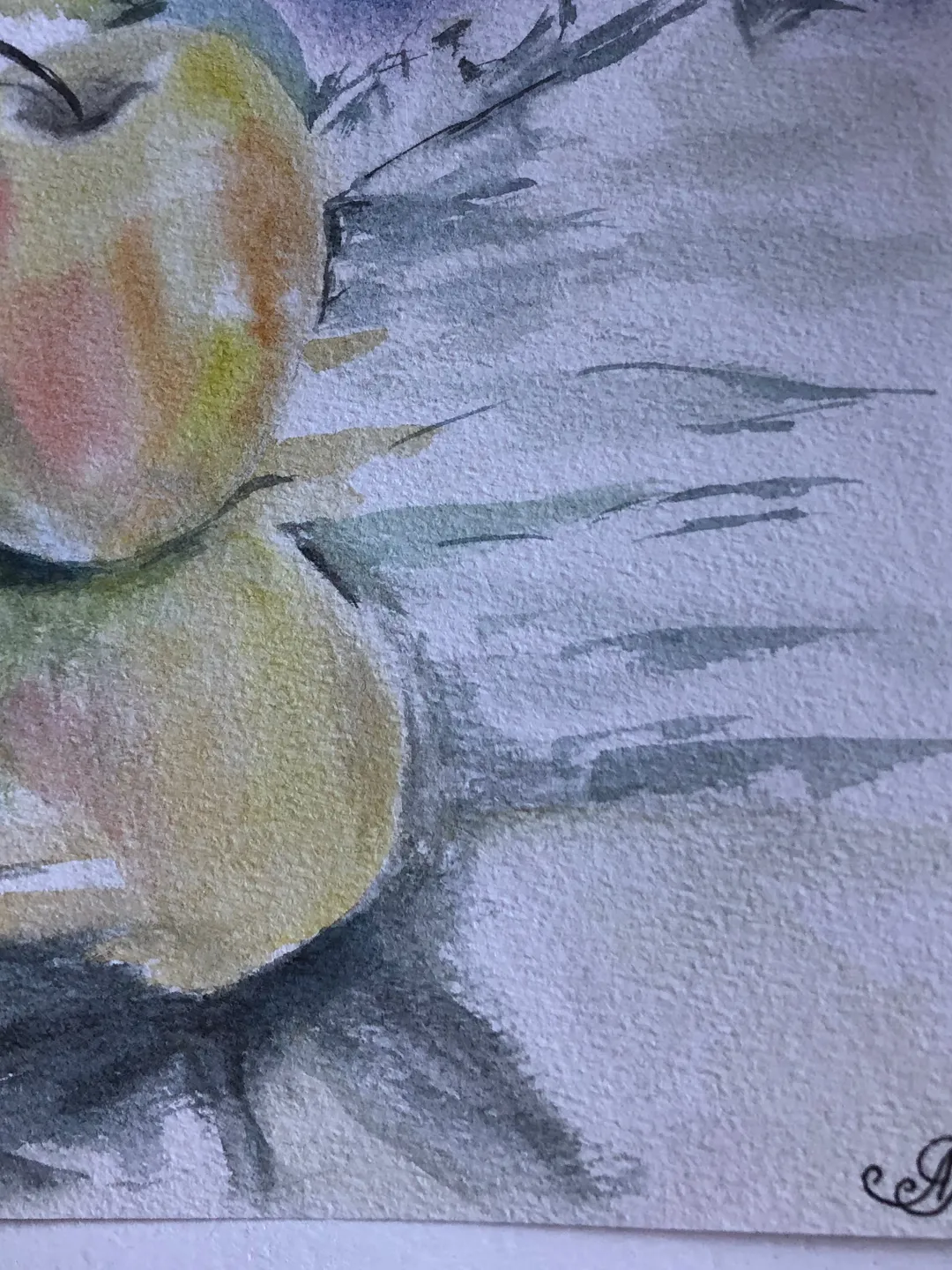 Apple original watercolour painting hand painted modern painting wall ...