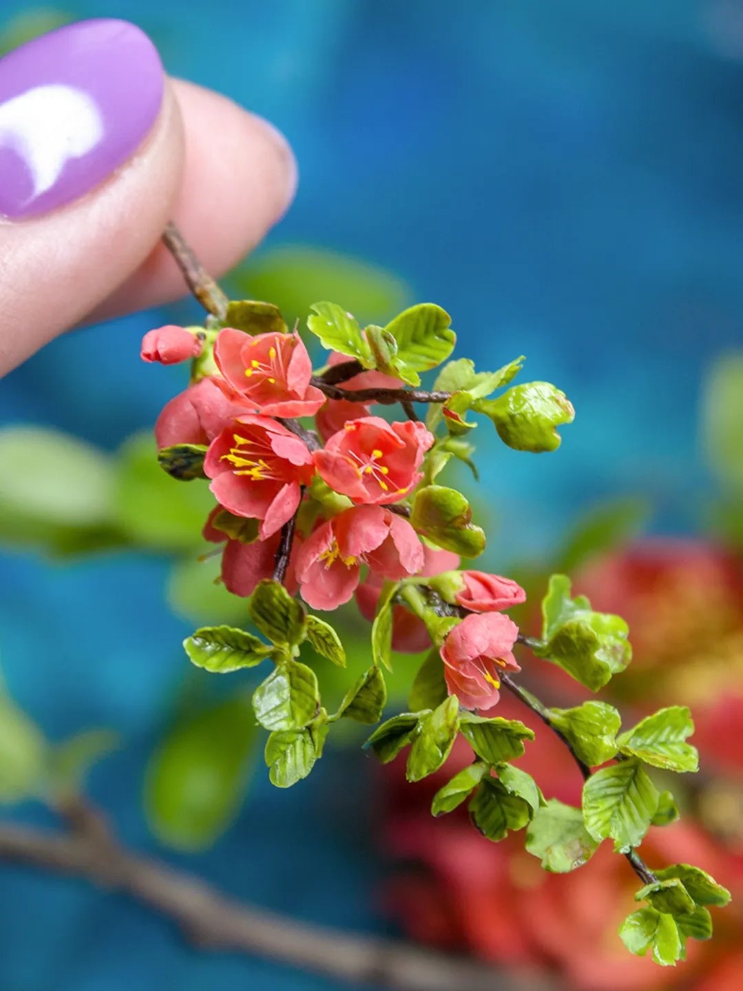 TUTORIAL Miniature branch of flowering quince with air dry clay