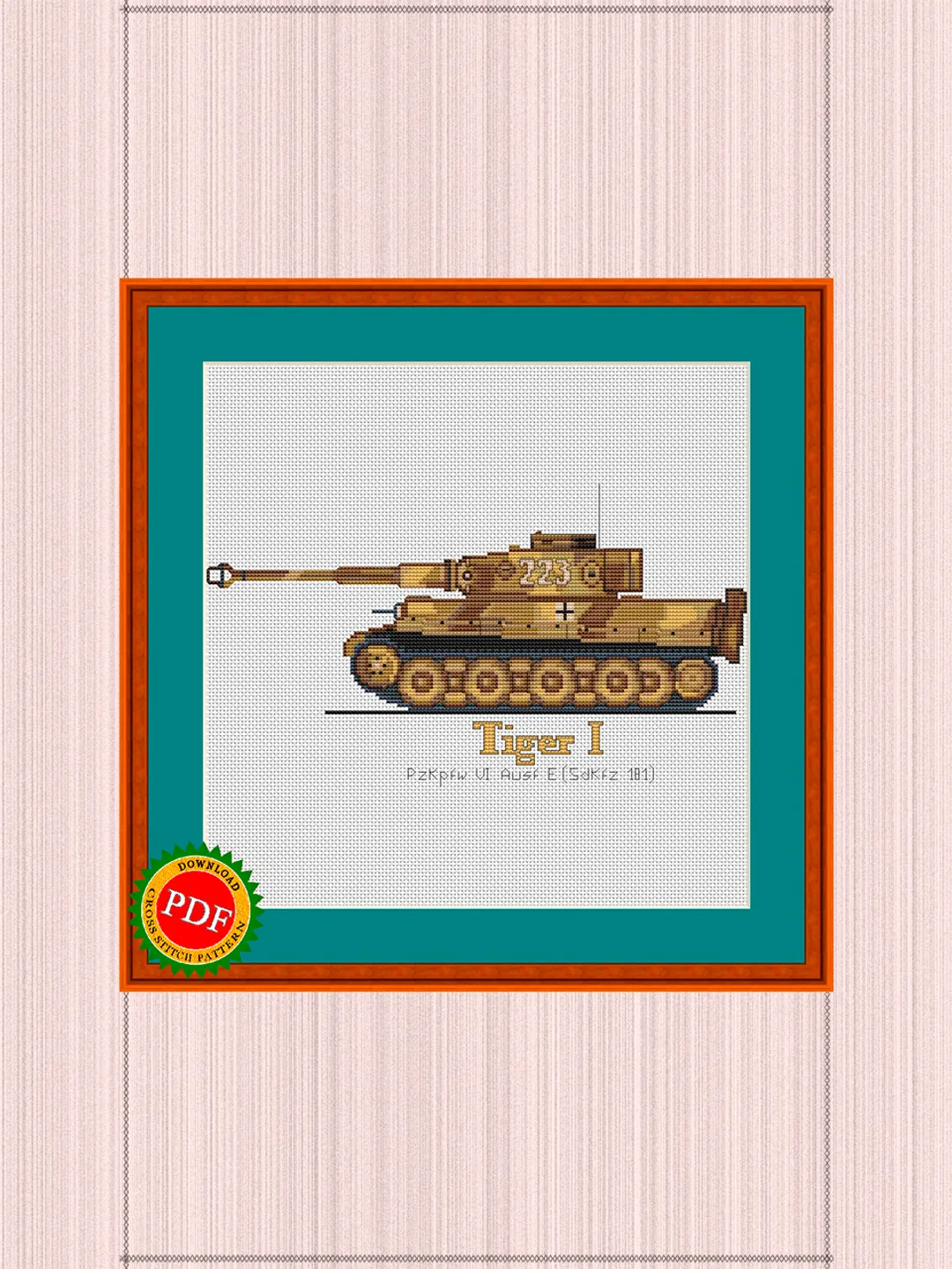 Tank Tiger Cross Stitch Pattern | German Tank Tiger