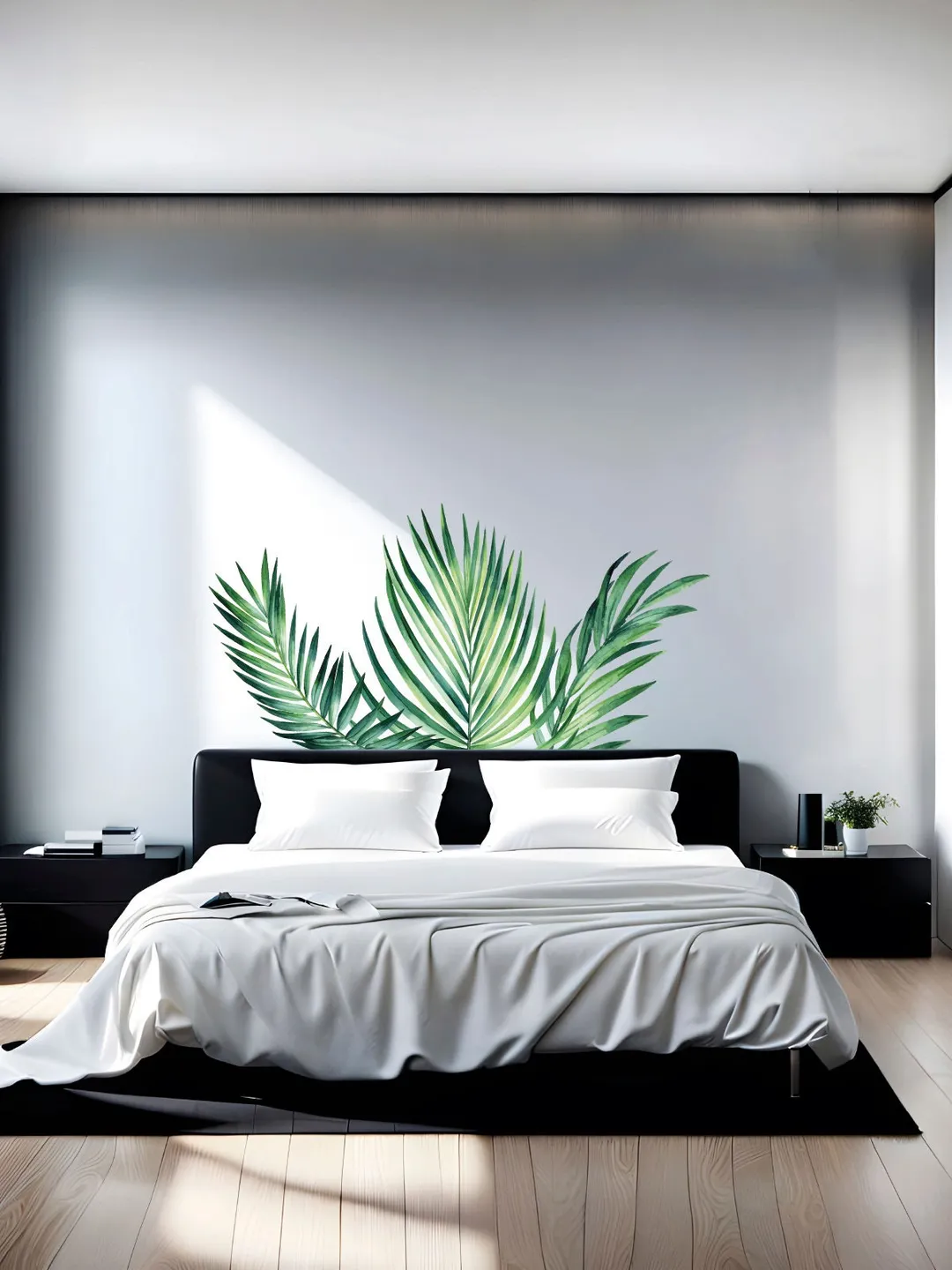 Palm leaves Headboard Wall Decal Greenery Stickers Botanical Tropical Peel and stick el90