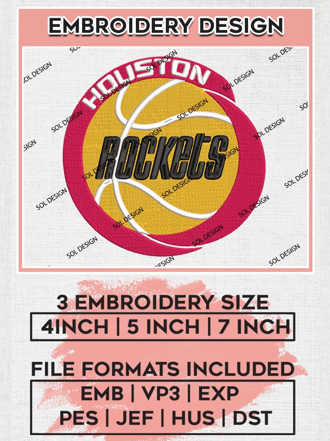 NBA Houston Rockets Machine Embroidery Designs, Houston Rockets ...