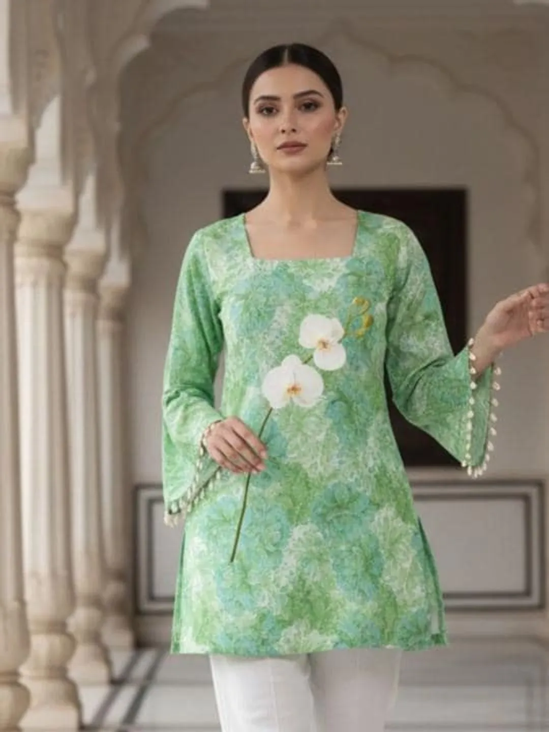 short kurti dress Chaya Chikankari Mulmul Short Kurti Handcrafted Elegance & Comfort Poshak Chikan Studio