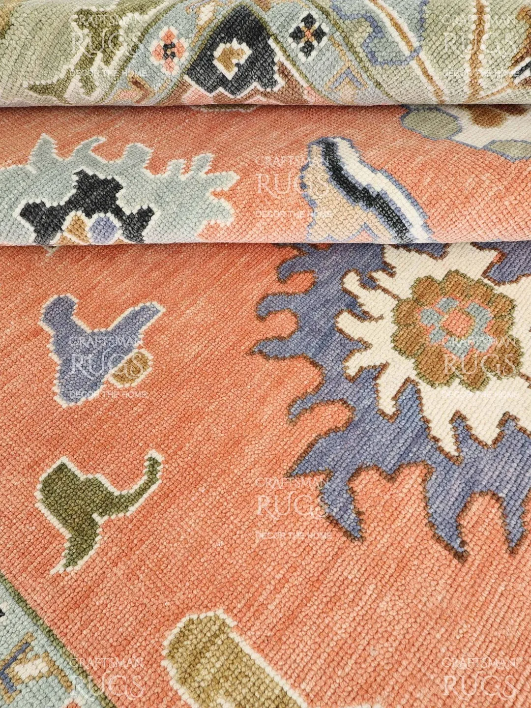 8x10 ft Quick Ship! Peach Oushak style Hand Knotted Rug - Handmade Rugs for Living Room - Antique Style Contemporary rug