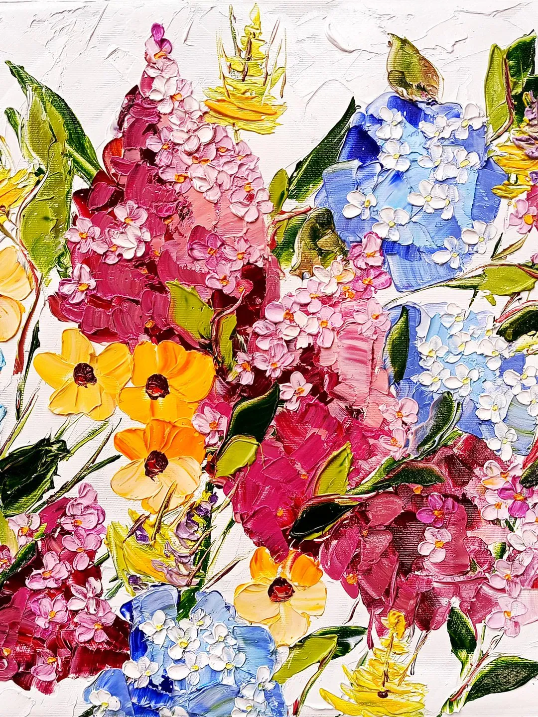 Flower Painting On Canvas Original Art Pink Purple Meadow Flowers Floral Art Impasto Painting Abstract 16 by 20 Gift by ArtProkopaloSv