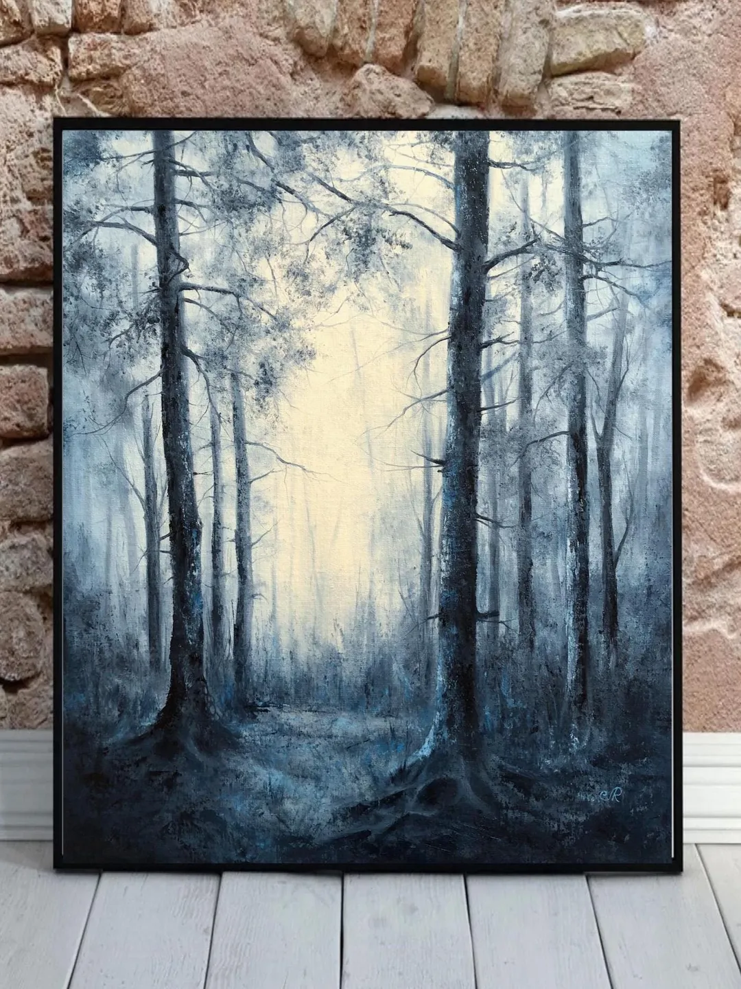 Forest Original Painting Oil Landscape Foggy Forest Wall Art