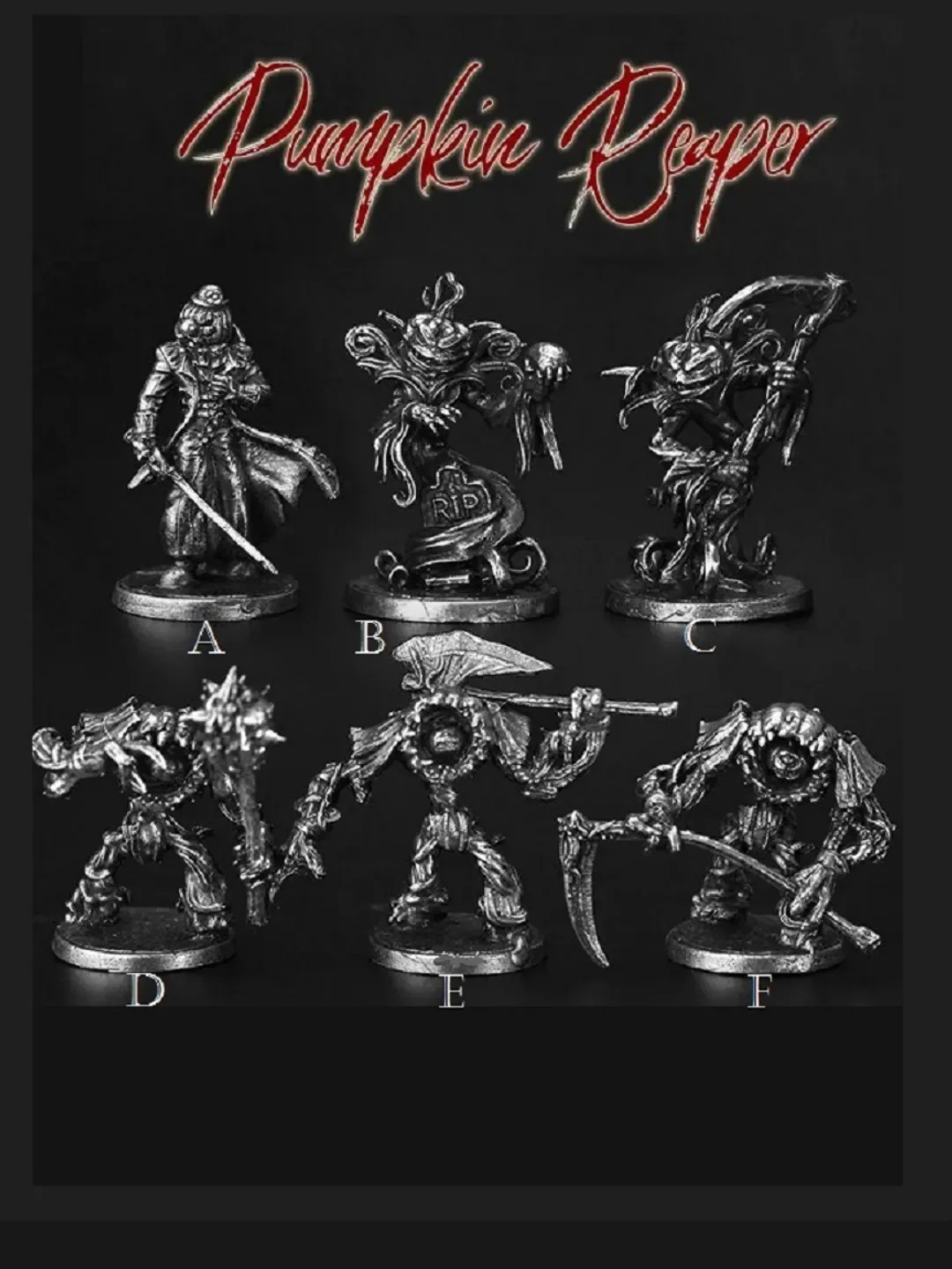Pumpkin Death Reaper - Grim Warriors, copper miniatures, tabletop wargaming fantasy miniature figures.