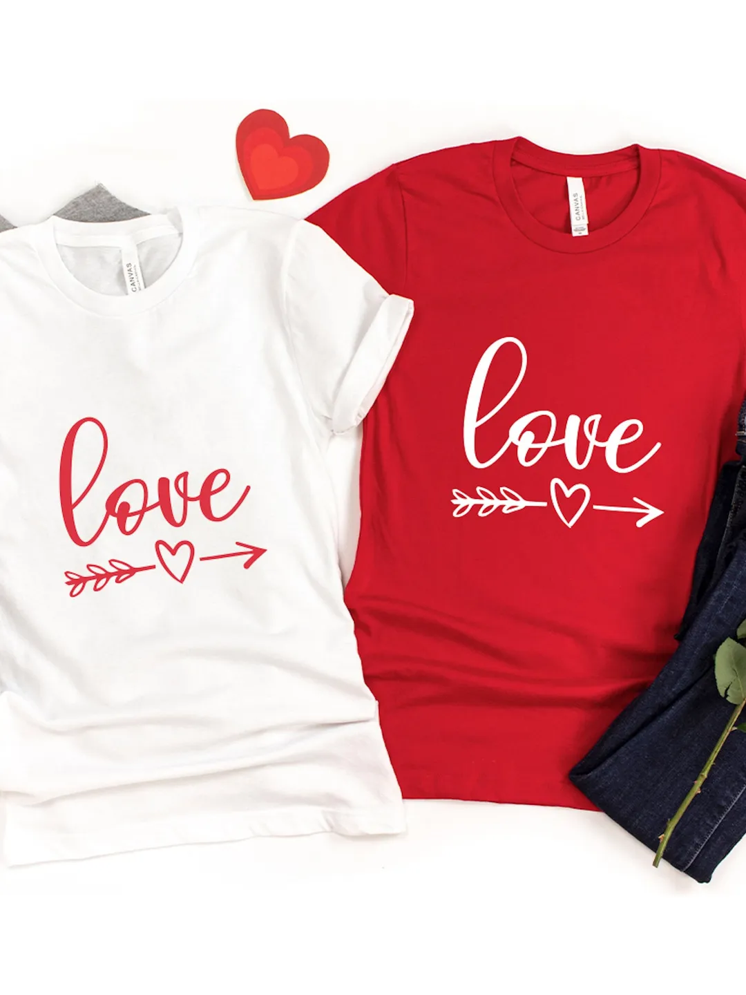 Arrow Love Valentine's Shirt - Glitter Graphic, Soft Fit Tee