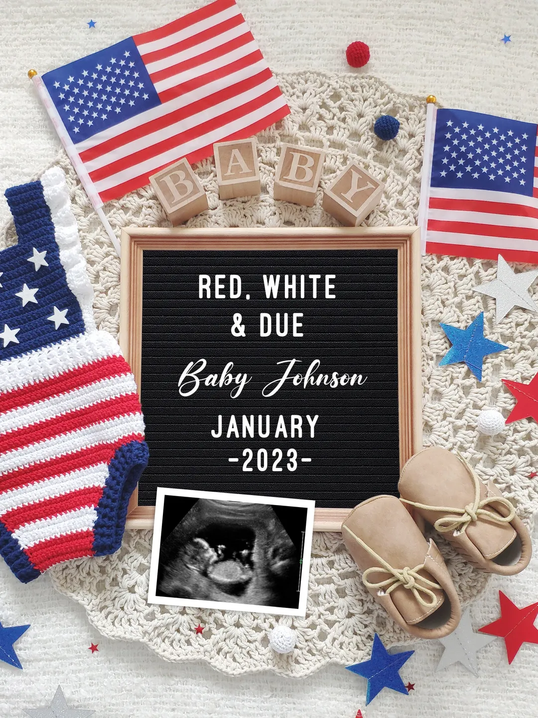 4th of July Pregnancy Announcement Digital, Patriotic Baby Announcement ...