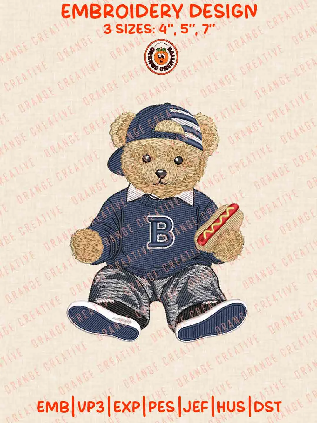 Butler Bulldog Teddy Bear Embroidery Files, Football Embroidery Designs, College Sport Machine Embroidery Files, 3 Sizes, Custom Sizes, Instant Download