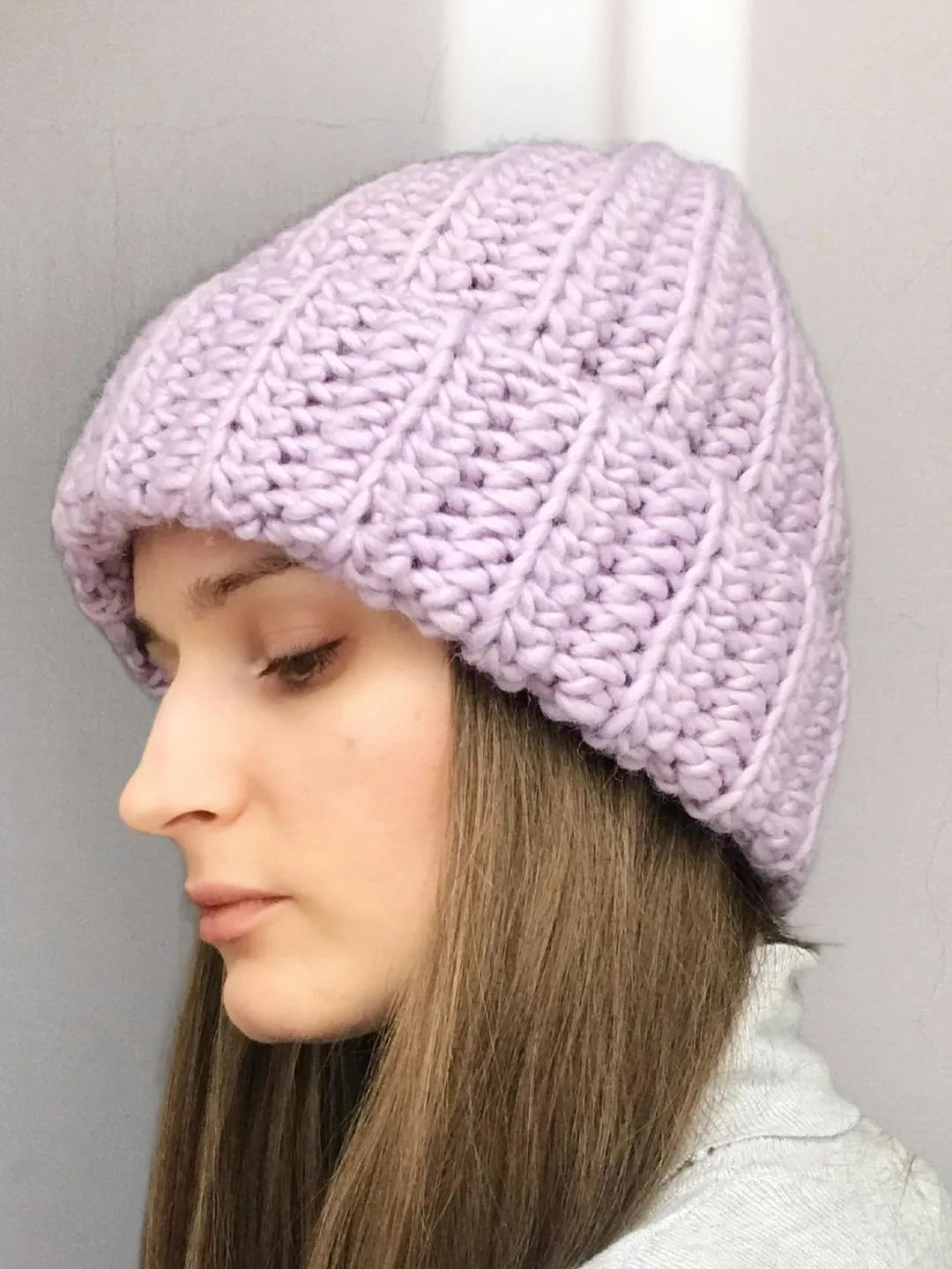 Handmade Chunky Wool Crochet Beanie: Folded Brim Winter Hat