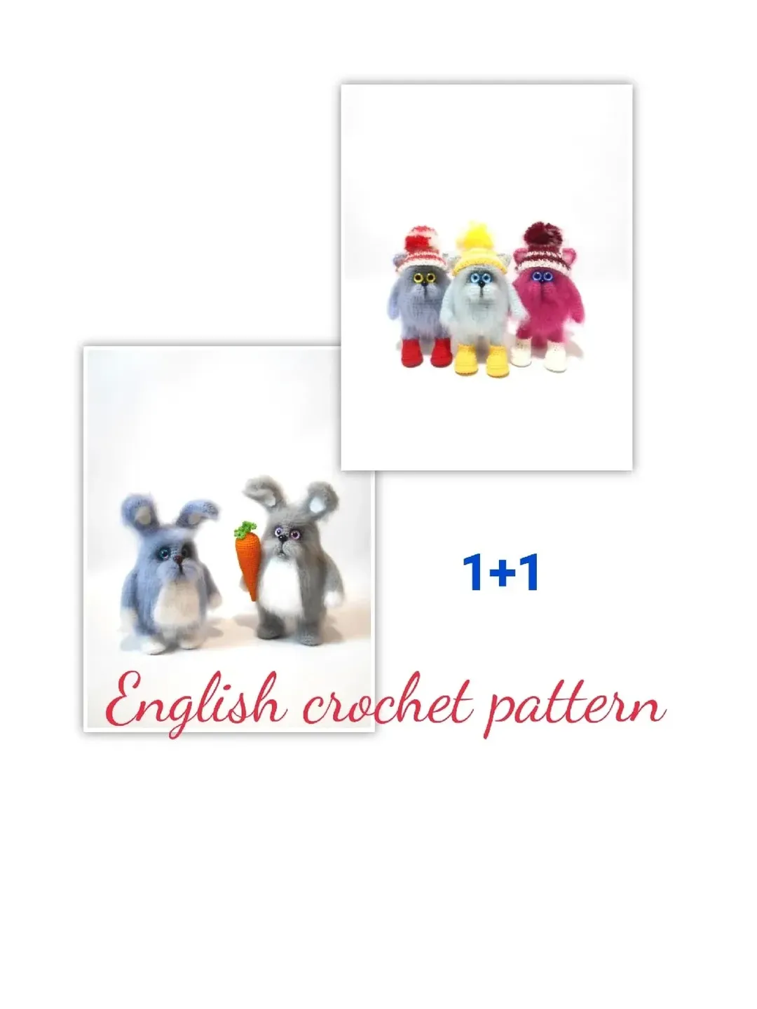 Crochet cat Crochet bunny Set of 2 patterns in english pdf