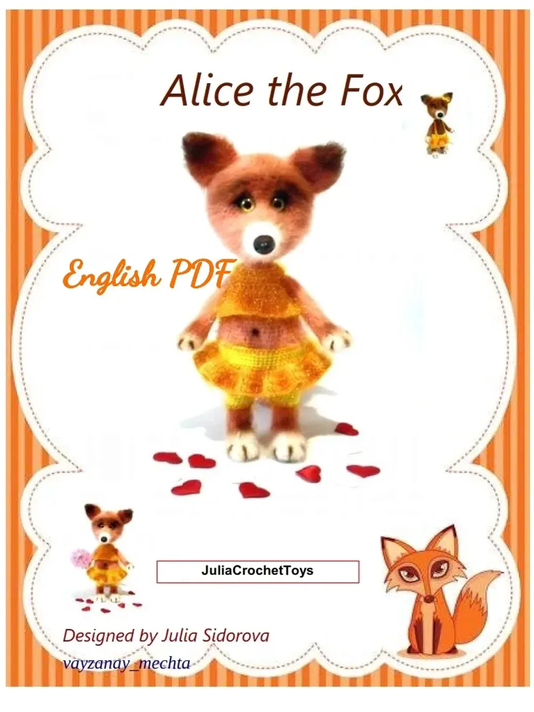 Digital crochet pattern PDF English/Fox stuffed toy Crochet fox
