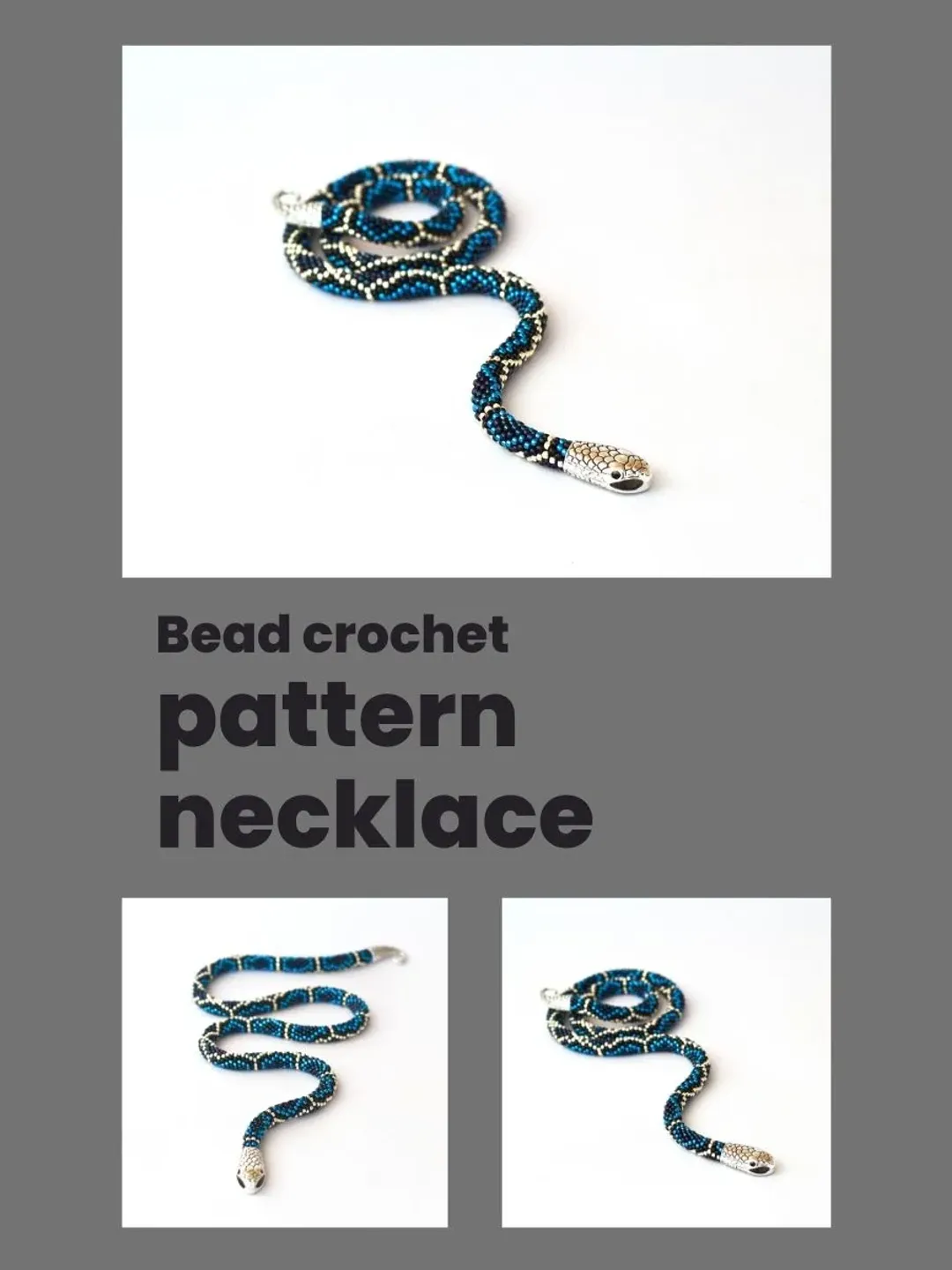 Necklace pattern, Snake necklace patterns, Pdf pattern necklace, PDF pattern rope necklace, Seed bead pattern necklaces