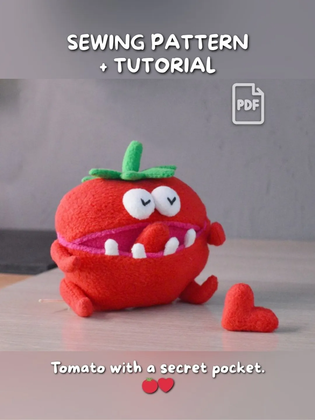 Pocket Plush Pattern Cucumber Plush PDF Pattern – Fleece Toy with Mouth Pocket