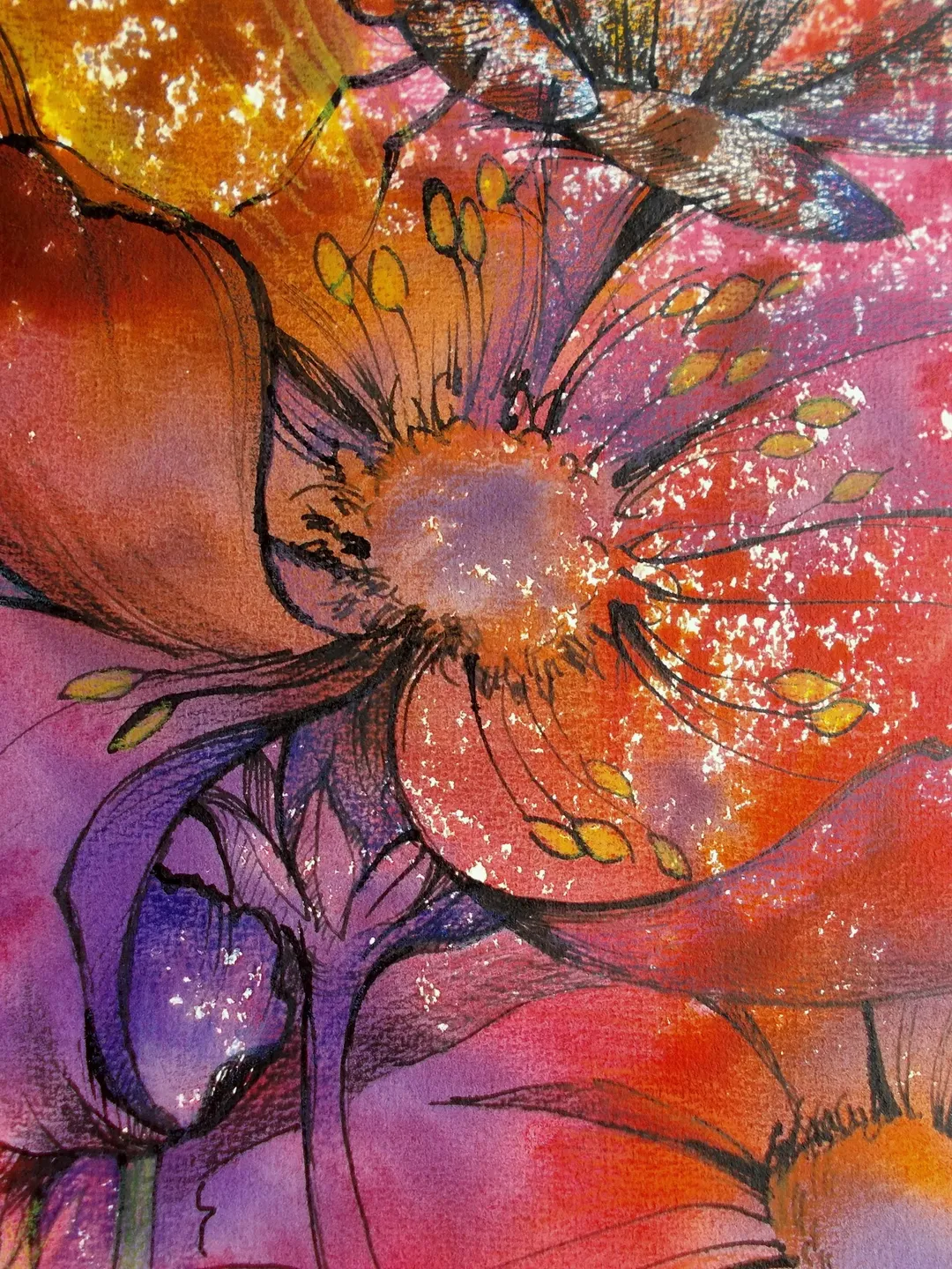 Floral watercolor Pink flowers Original Watercolor Painting Floral Original Art Modern Farmhouse Decor A3 16x11.6”