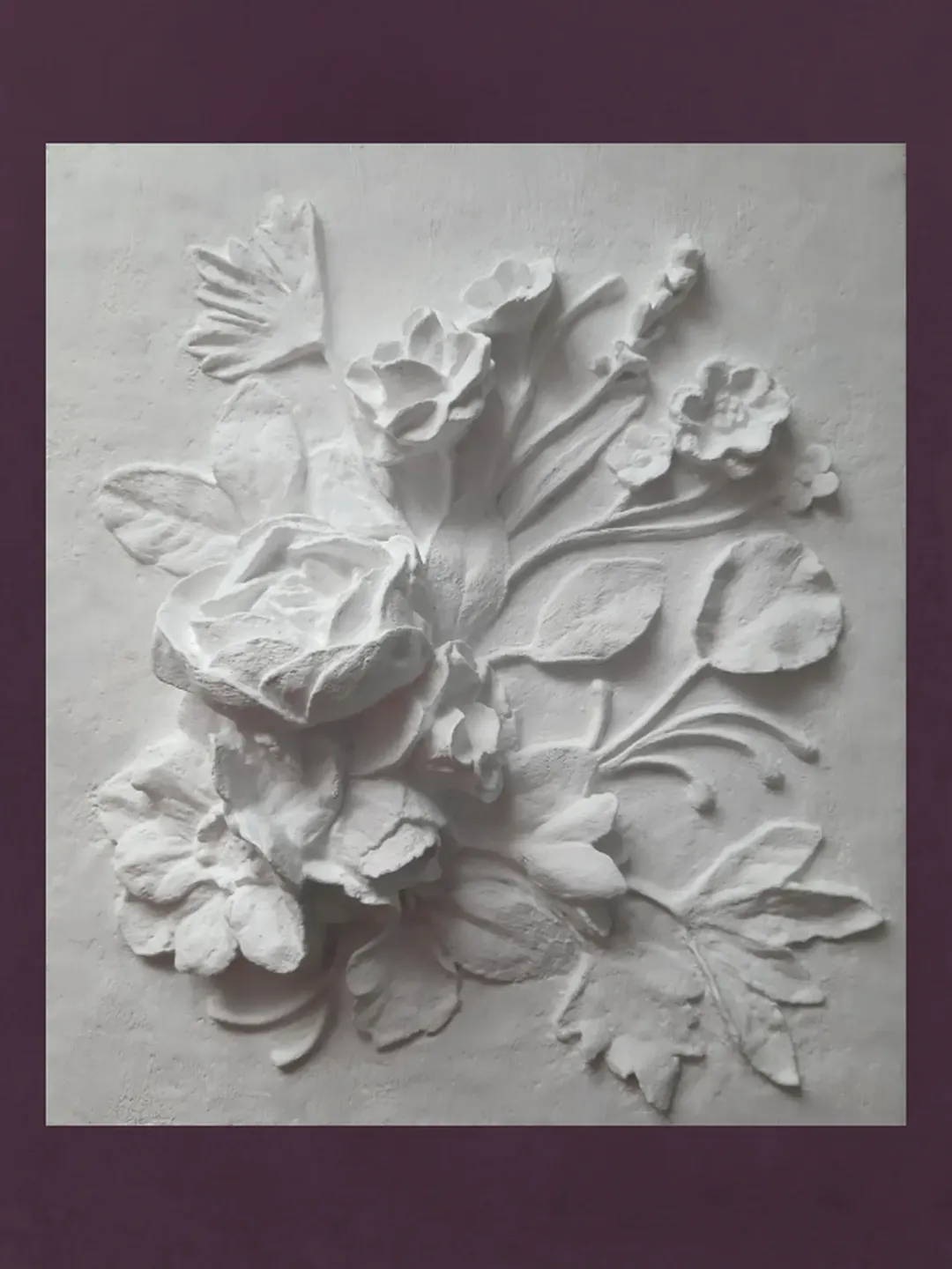 Plaster wall art Botanical sculpture Flower gift ideas Bas-relief ready to hang  Bouquet