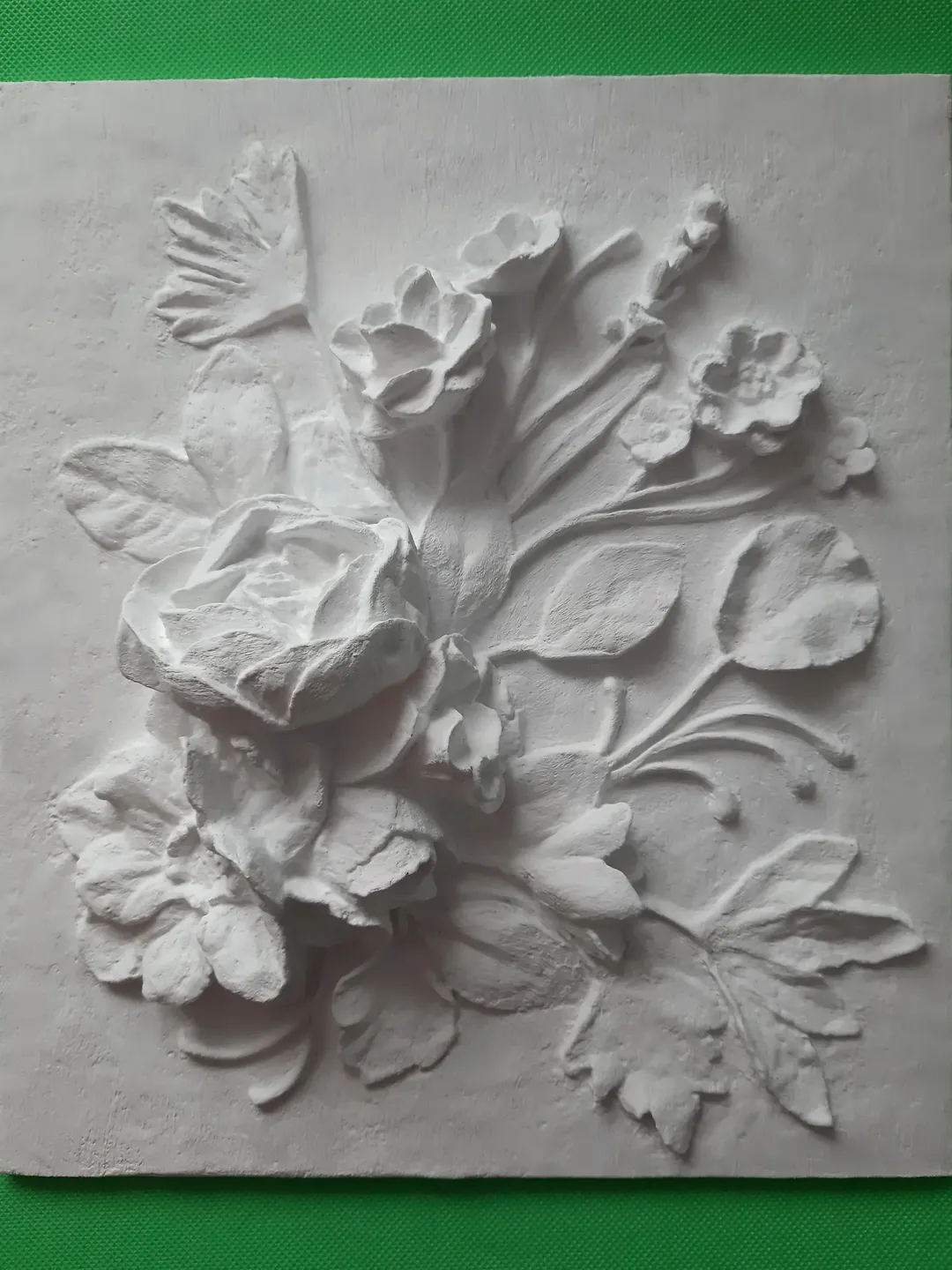 Plaster wall art Botanical sculpture Flower gift ideas Bas-relief ready ...