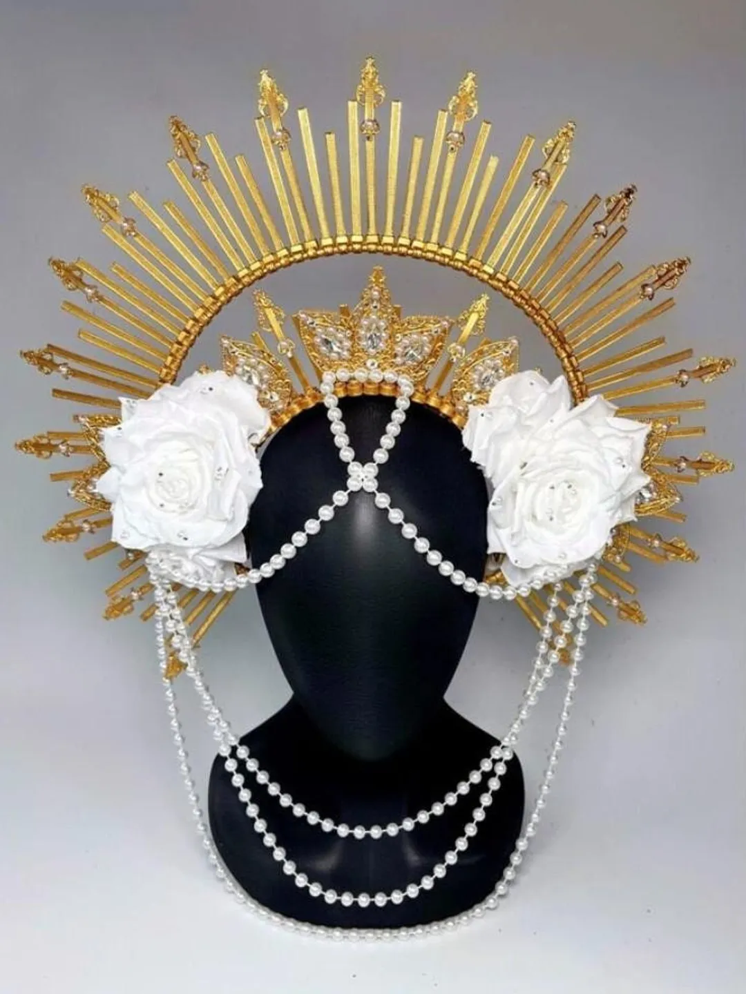 Goddess of the Sun, Crown of Leaves, Halo Crown of Gold Leaf  display picture 1