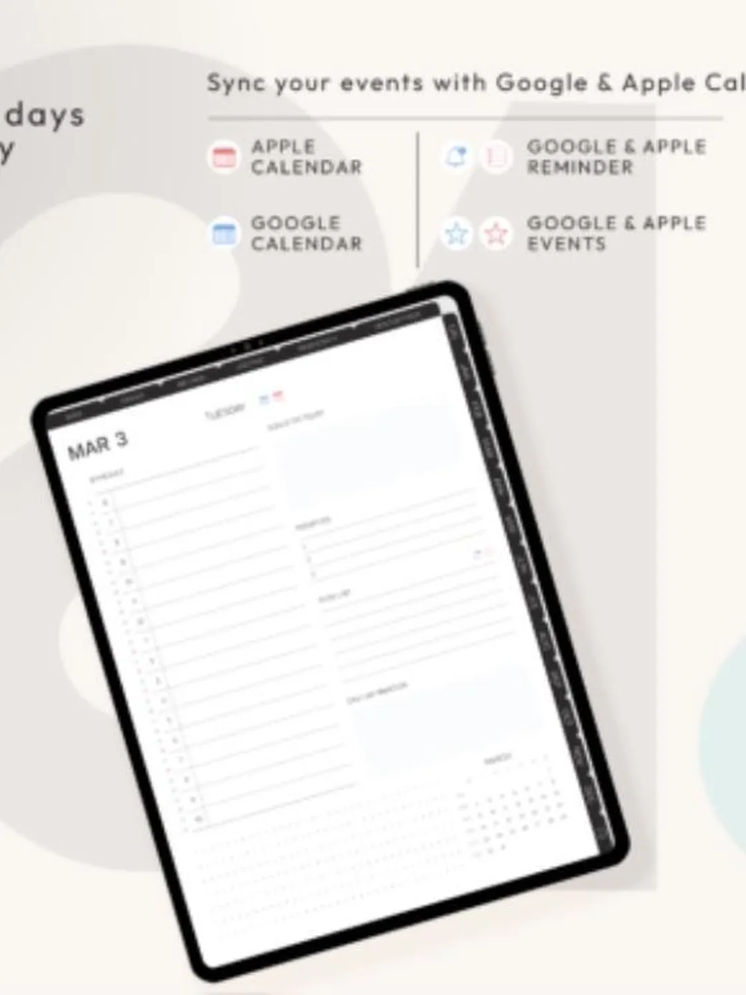 2026 Digital Planner for iPad – Google & Apple Calendar Sync (PDF)