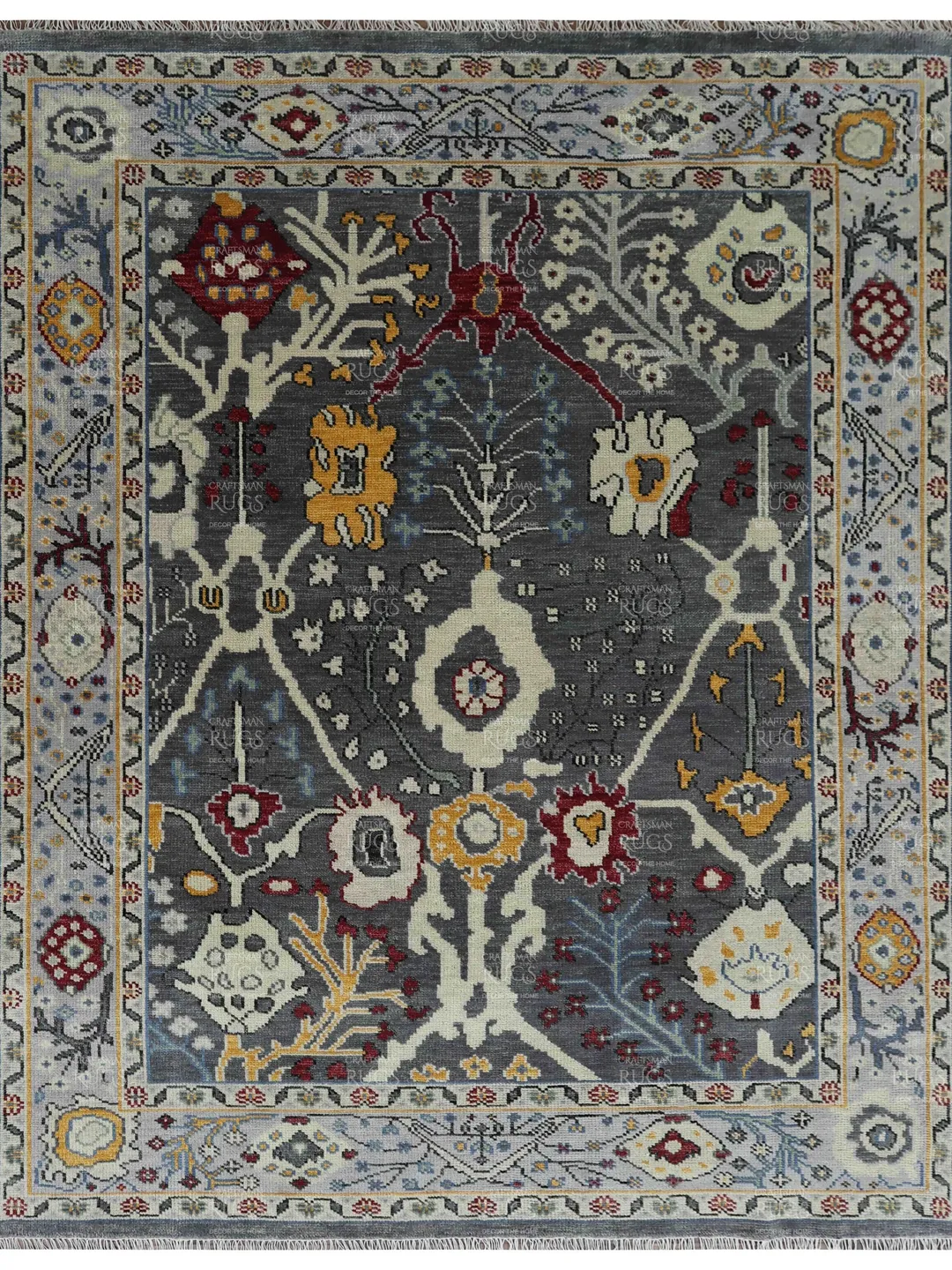 8x10 ft Oushak style Hand Knotted Rug, Handmade Rugs for Living Room - Antique style Contemporary rug