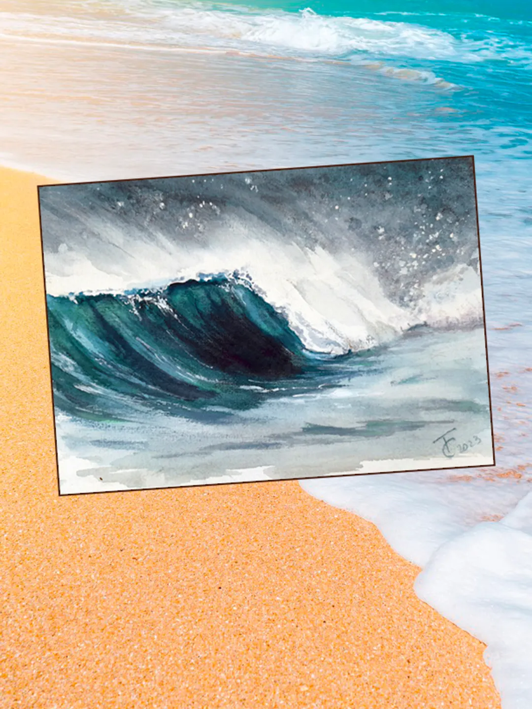 Wave. Sea voyages watercolor series 21x15 cm (8.28 х 5,9 inches)