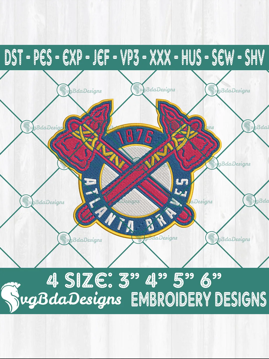 Atlanta Braves Embroidery Designs – MLB Logo Embroidered