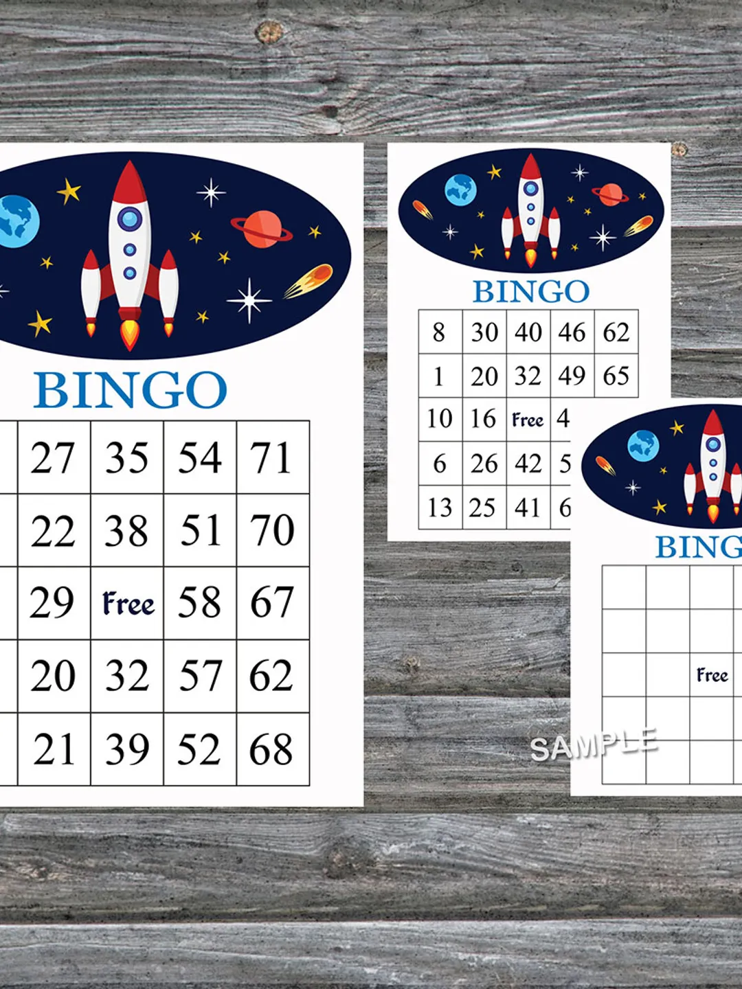 Rocket bingo cards,Rocket bingo game,Rocket printable bingo cards,60 Bingo Cards,INSTANT DOWNLOAD--217