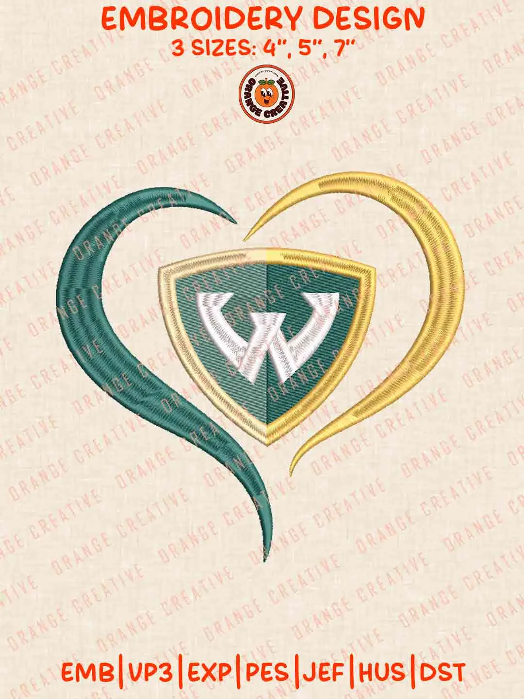 Wayne State Warrior Embroidery Design Files, Football Embroidery Designs, Sport Machine Embroidery Files, 3 Sizes, Custom Sizes, Instant Download