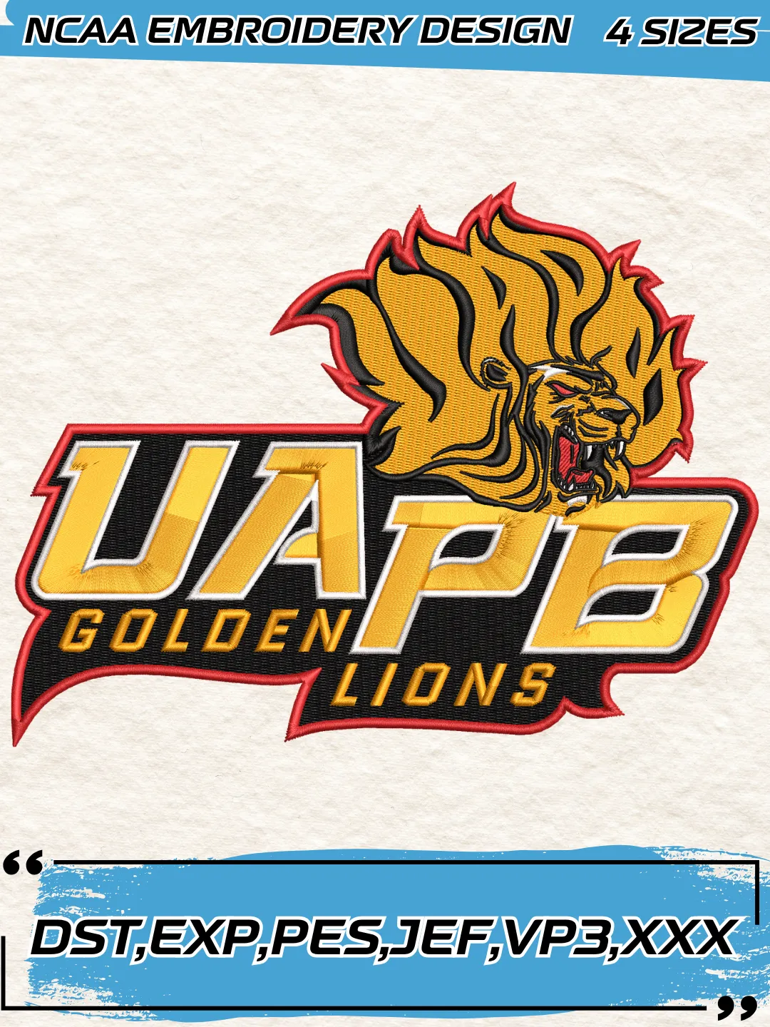 Arkansas-PB Golden Lions Secondary Logo Embroidery Design,NCAA Logo Embroidery Design,Machine Embroidery Design File,4 Sizes, Digital Download