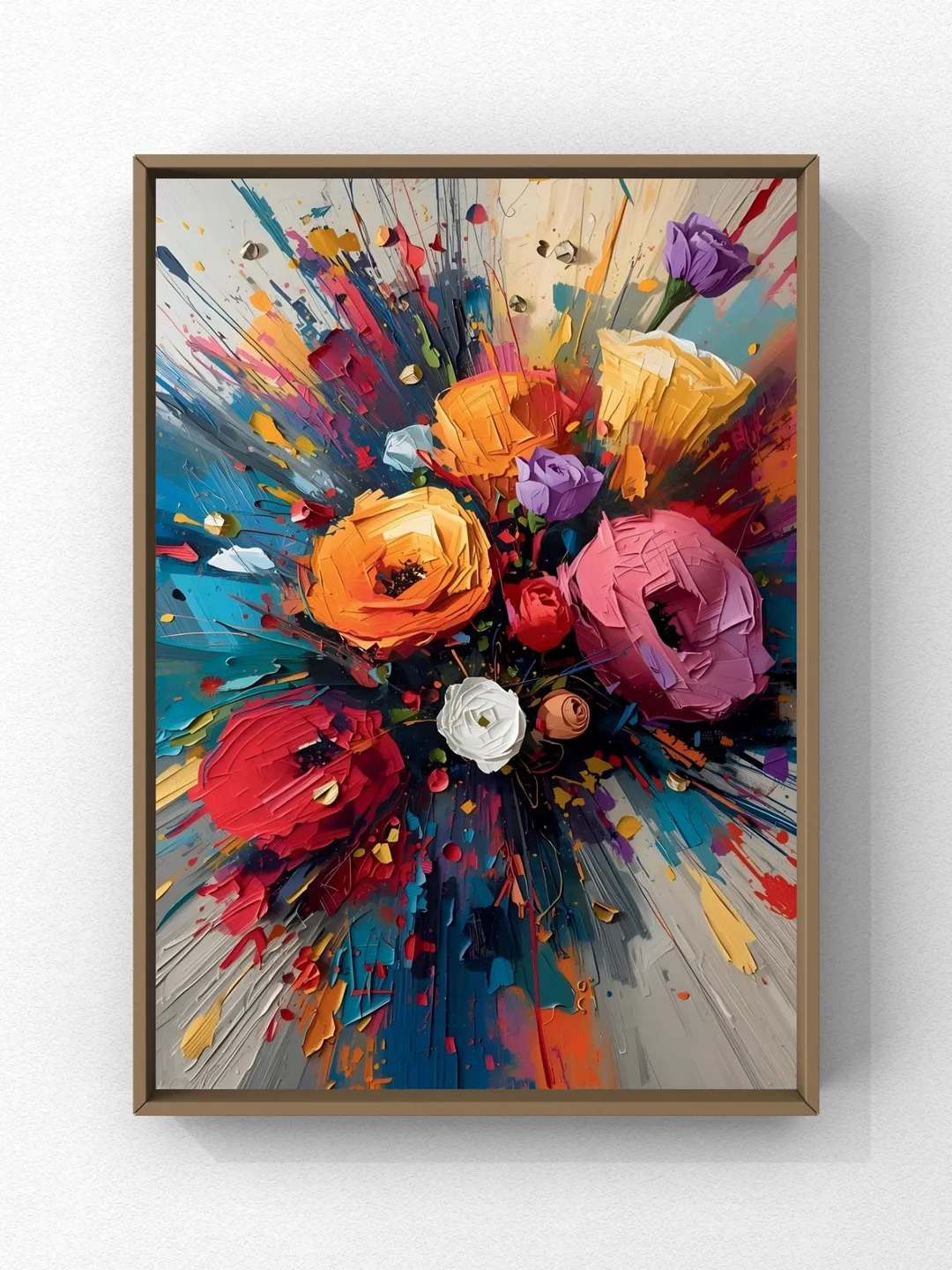 Rainbow Floral Abstract Art Print – Vibrant Butterfly Flower Wall Decor