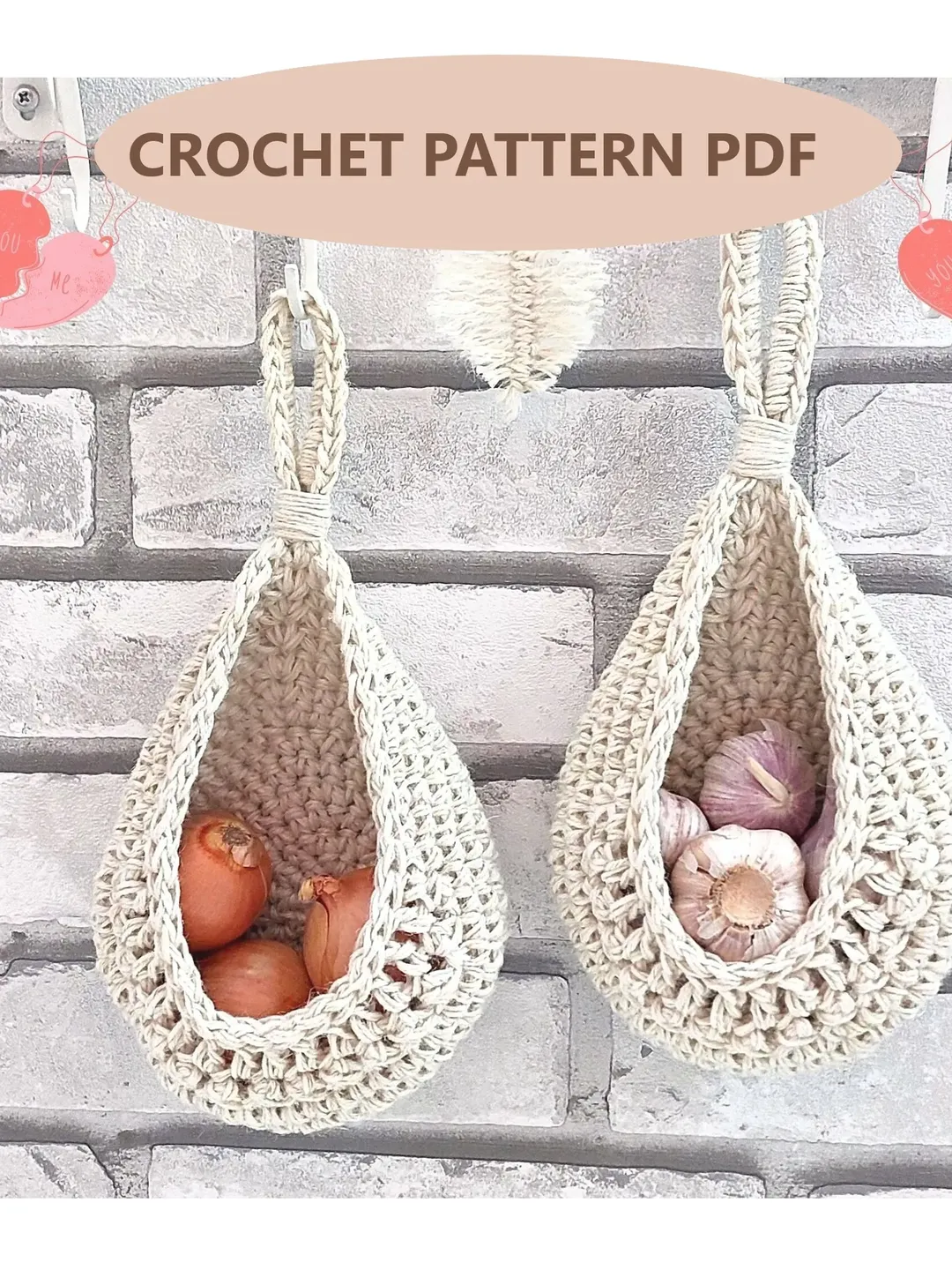 Wall hanging baskets Crochet pattern PDF+Video