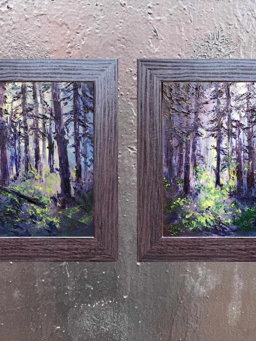 Forest Original Painting Set of 2 Small Oil Painting Abstract Landscape