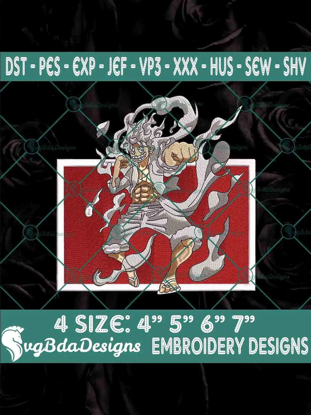 Luffy Gear Five Embroidery Designs – One Piece Anime Machine Files