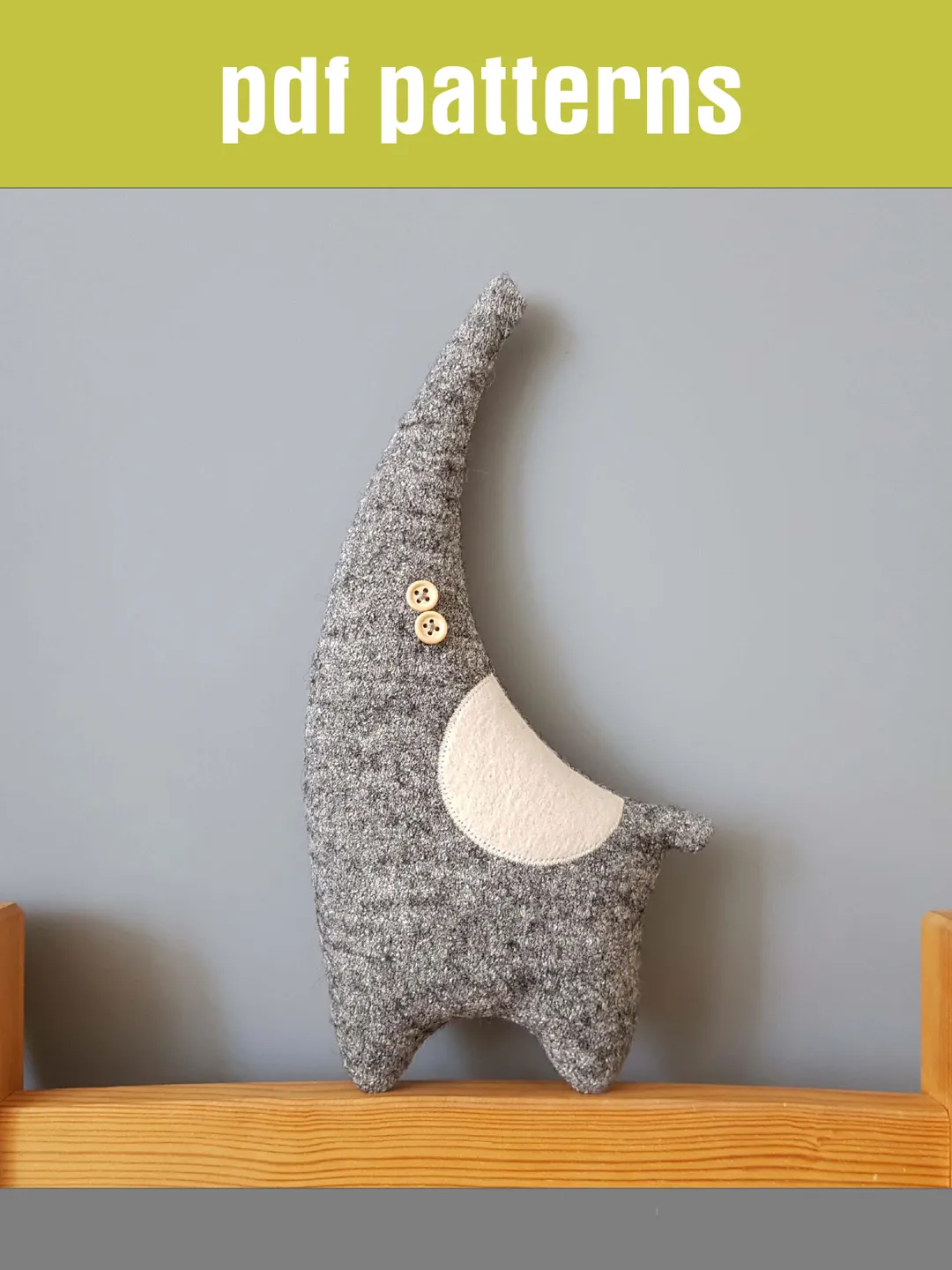 Gray elephant Sewing Pattern PDF, digital tutorial in english, stuffed animal diy