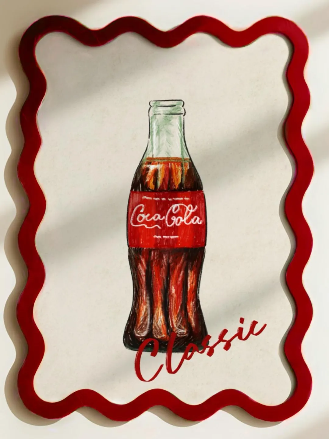 Hand-Drawn Coke Bottle Print: Trendy Kitchen Wall Art (Digital Download)