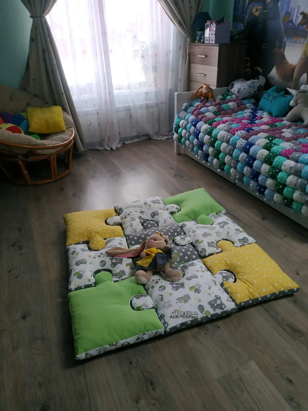 Puzzle baby play mat, baby nursery decor, puzzle pillow play mat,kids room decor, baby shower gift, reading nook cushion