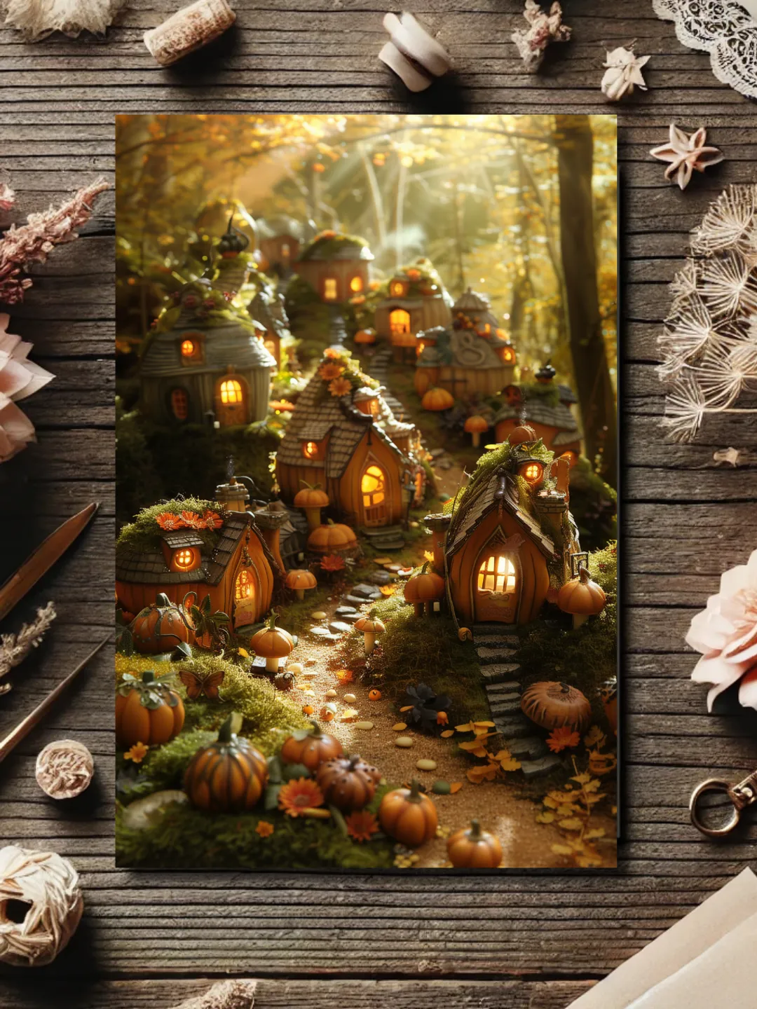 Set of 6 Enchanting Pumpkin Fairy House Postcards – Fantasy Art