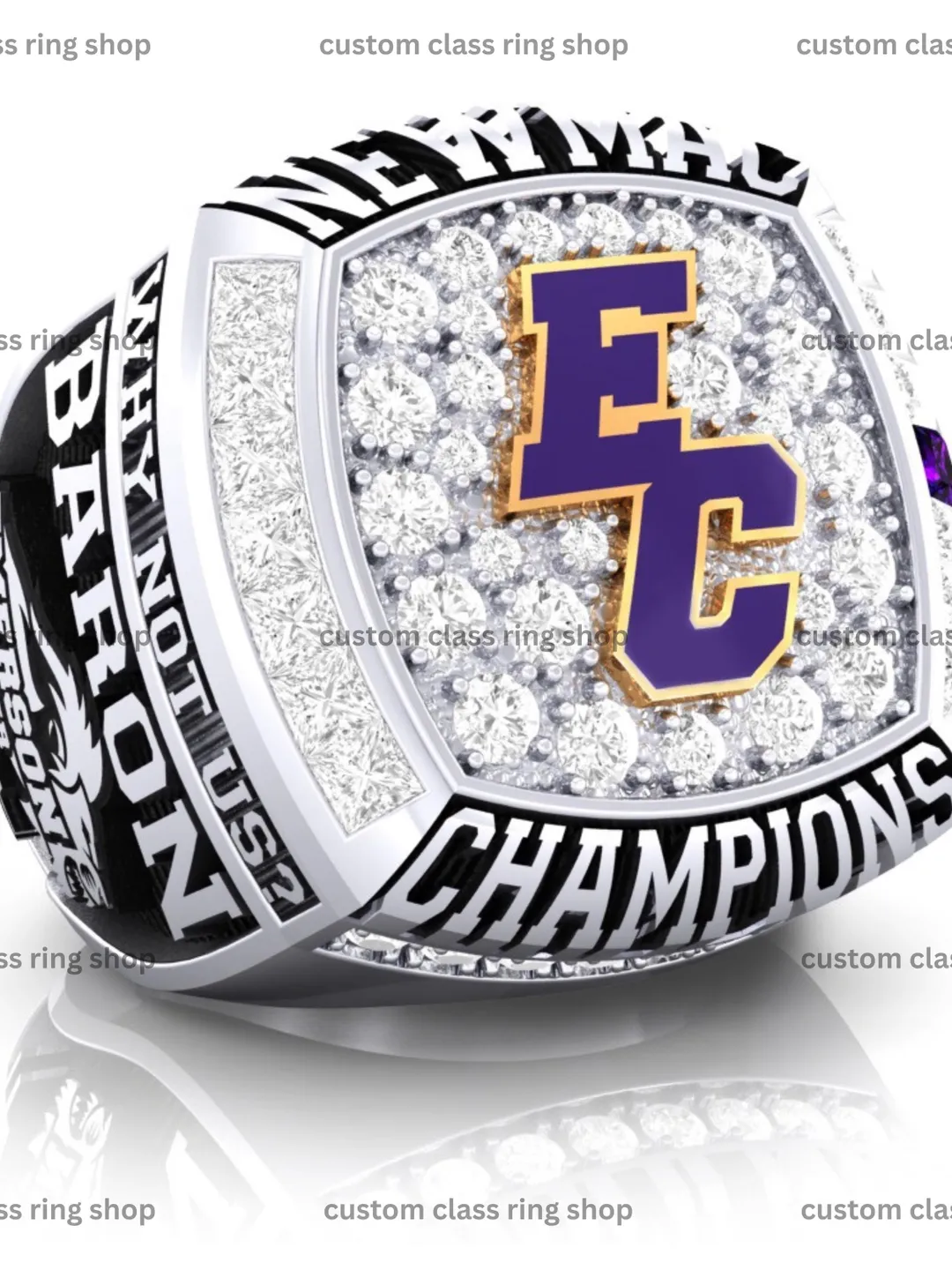 Custom Moissanite Class Ring: Sterling Silver University Ring