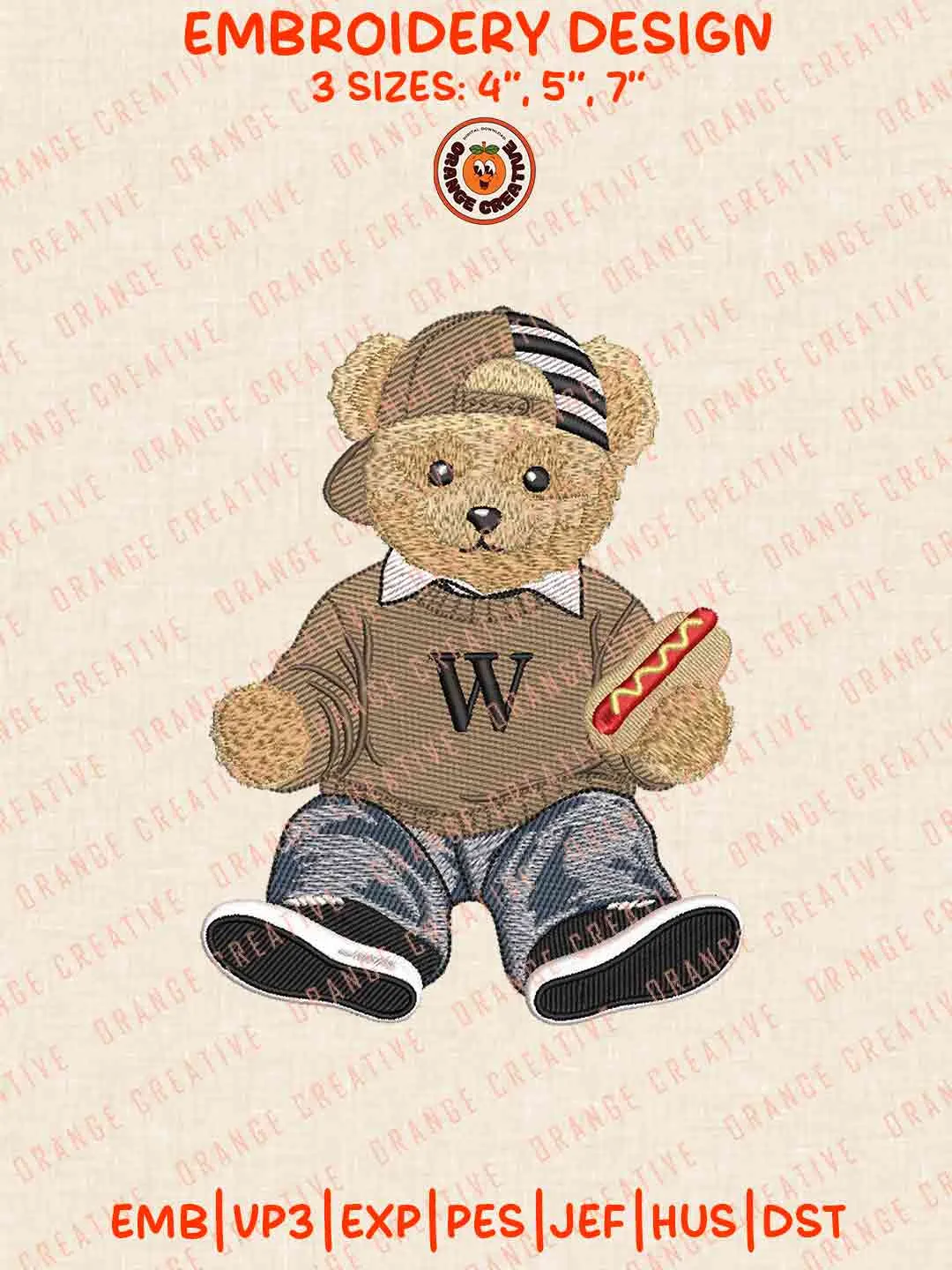 Wofford Terrier Teddy Bear Embroidery Design Files, Football Logos Embroidery Designs, Sport Machine Embroidery Files, 3 Sizes, Custom Sizes, Instant Download
