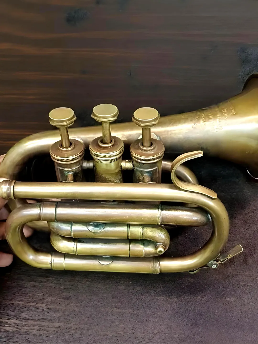 Mini Bugle Antique Brass Mini Trumpet | Pocket Bugle Horn, Music Decor