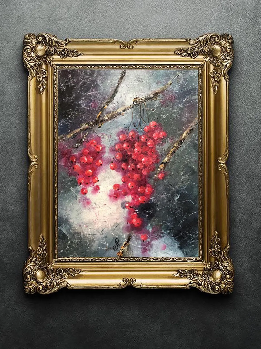 Fruits Original Painting Berries Oil Wall Art Still Life Kitchen Fruits Painting