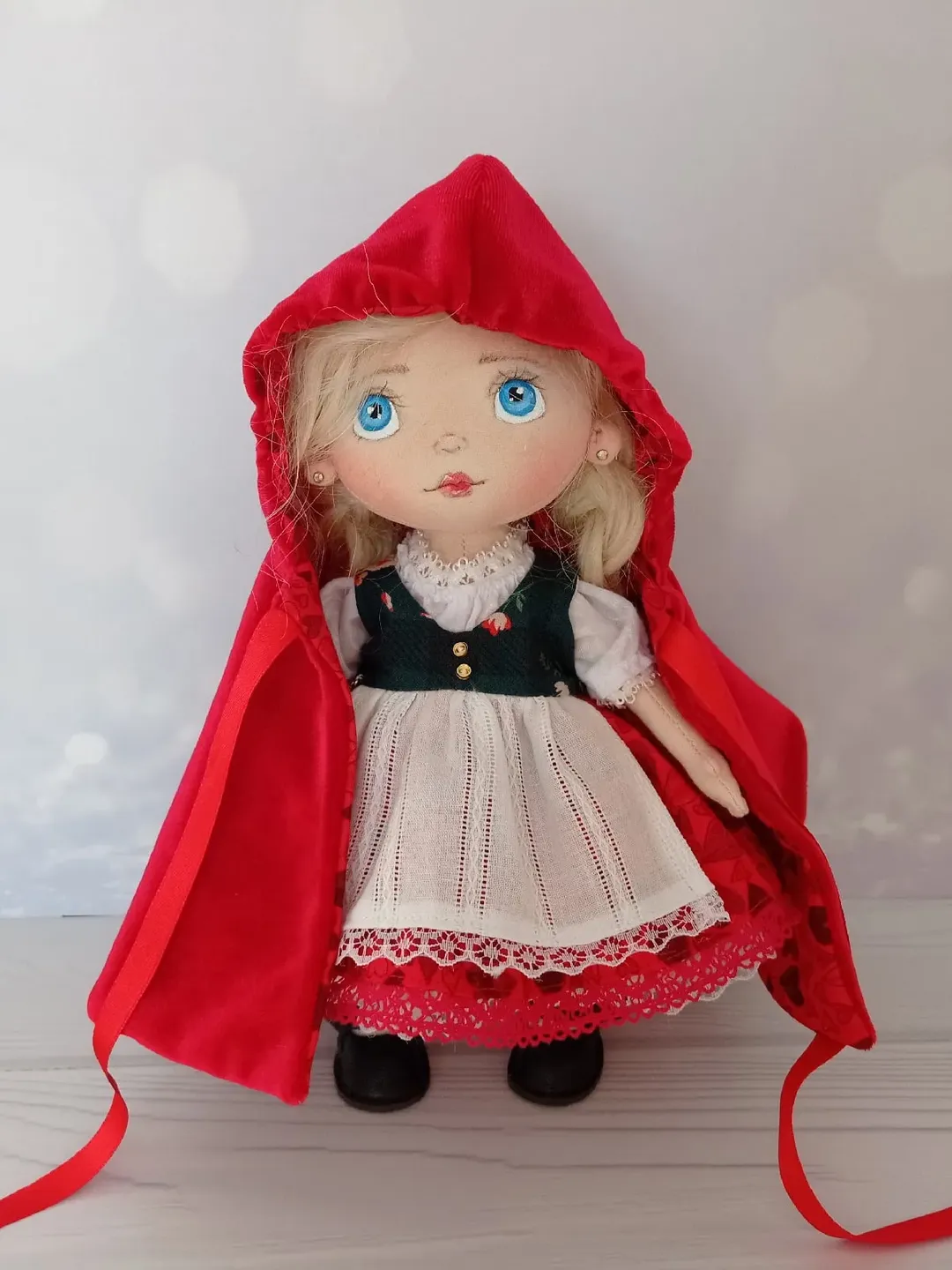Little Red Riding Hood doll, Textile doll with a set of clothes, Gift for a girl, Interior doll