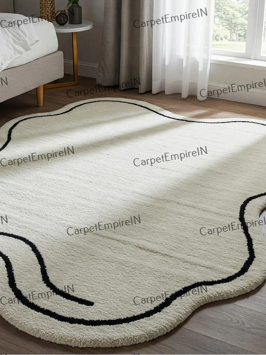 5x7 Irregular Shaped Rug | Hand-Tufted 100% Wool Handmade Layerd Area Rug | Carpet for Home, Bedroom, Living Room, Kids Room, Custom rug...