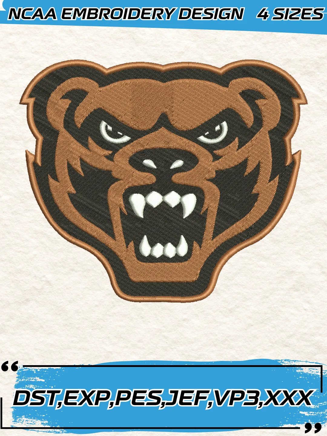 Oakland Golden Grizzlies Logo Embroidery Design,NCAA Logo Embroidery Design,Machine Embroidery Design File,4 Sizes, Digital Download
