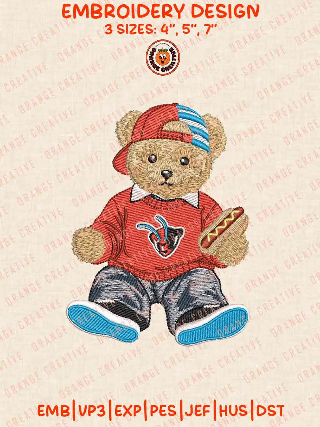 Cute Teddy Bear Delaware State Hornets Logo Embroidery Files, NCAA Team Embroidery Design, Machine Embroidery Design File, 4 Sizes, Custom Size, Digital Download