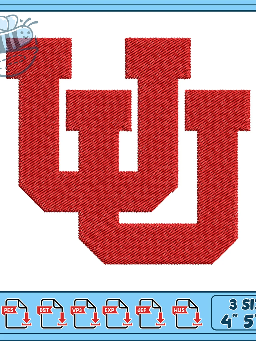 Utah Utes Interlocking UU Logo Machine Embroidery Design, College ...