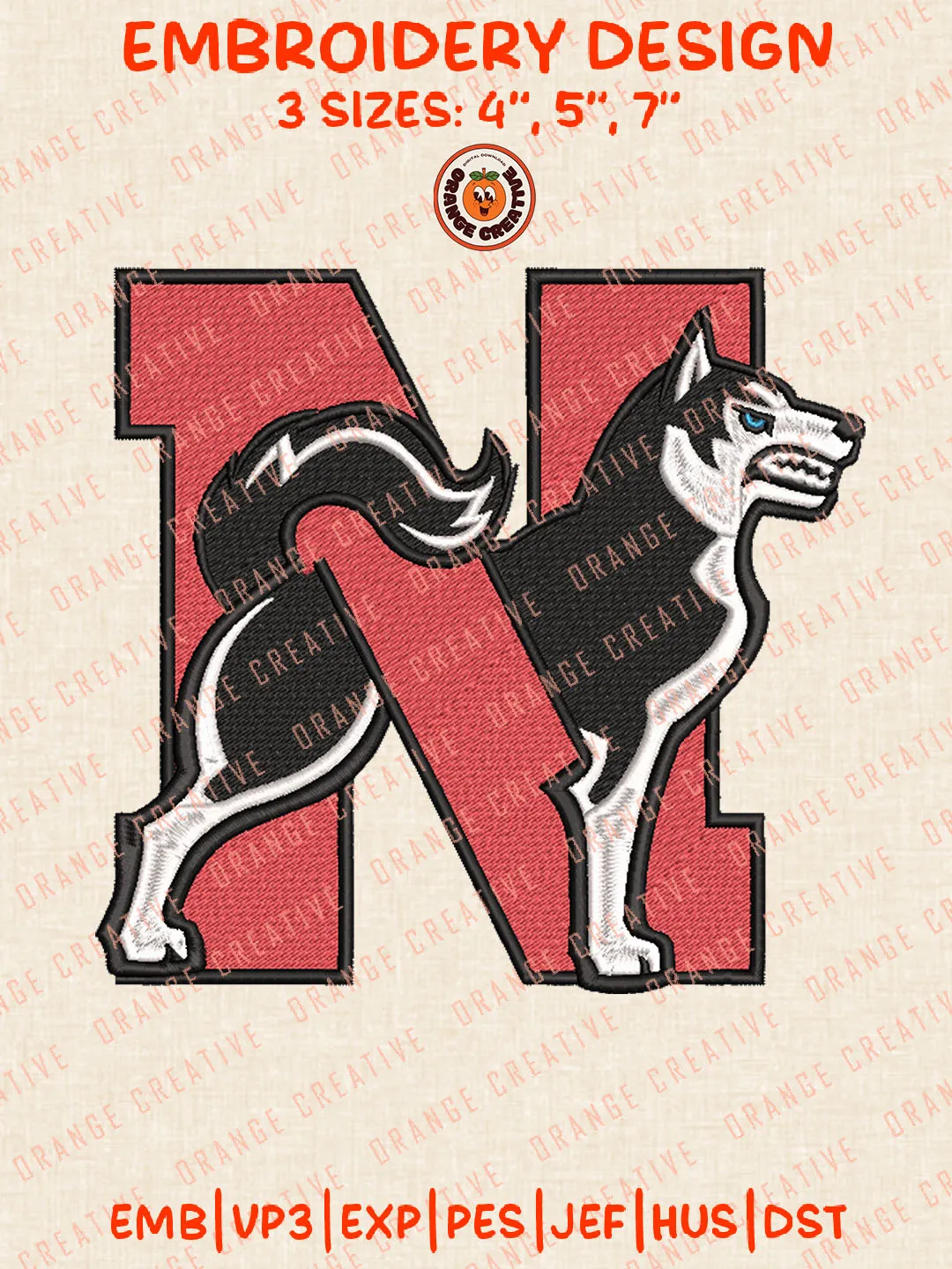 Northeastern Huskies NCAA Logo Embroidery Files, Northeastern Huskies Team Embroidery Designs, Football Team Machine Embroidery Files, NCAA Northeastern Machine Embroidery, Digital Download