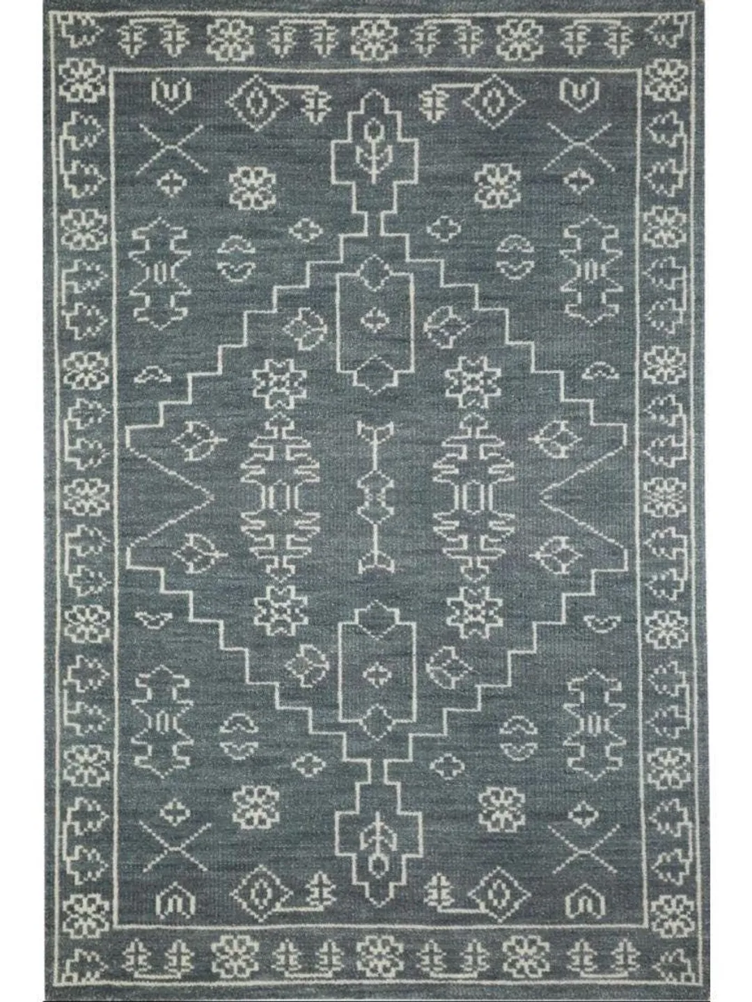 Handmade Knotted Grey Modern Tribal Geometric Design Wool Area Rug